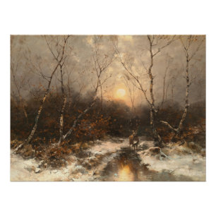 Ein Hirsch im Wald von Mondlicht - Désiré Thomassi Poster