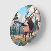 Ein Hirsch inmitten der Natur Runde Wanduhr (Winkel)
