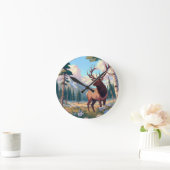 Ein Hirsch inmitten der Natur Runde Wanduhr (Zuhause)