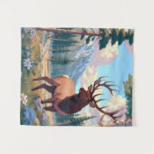 Ein Hirsch inmitten der Natur Wandteppich (Vorderseite (Horizontal))