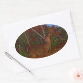 Ein Hirsch: Rot grün und blau Ovaler Aufkleber (Umschlag)