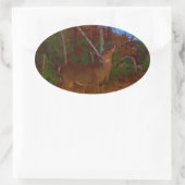 Ein Hirsch: Rot grün und blau Ovaler Aufkleber (Tasche)