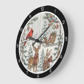 Ein Hirsch und Kaninchen im Winter Große Wanduhr (Winkel)