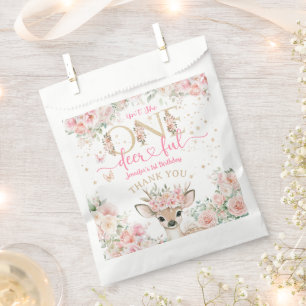 Ein-Hirsch-Volles 1. Geburtstagsmädchen Rosa Rehki Geschenktütchen