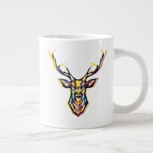 Ein Hirschkopf als buntes Bild im Aquarell Stil Jumbo-Tasse