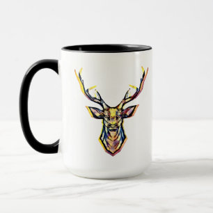 Ein Hirschkopf als buntes Bild im Aquarell Stil Tasse