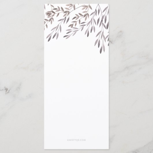 Ein Hochzeitsprogramm für Wildblumen Programm (Rückseite)