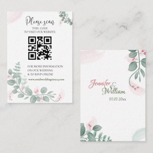 Ein Hochzeitsszenario mit QR-Code-Umschließungskar Mitteilungskarte (Vorne/Hinten)