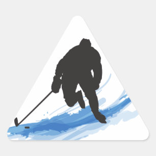 Ein Hockey-Spieler auf Eis Dreieckiger Aufkleber