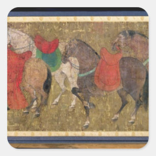 Ein Hof mit Pferden Quadratischer Aufkleber