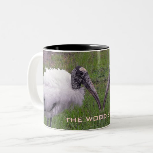 Ein hölzerner Storch Zweifarbige Tasse (Vorderseite Links)