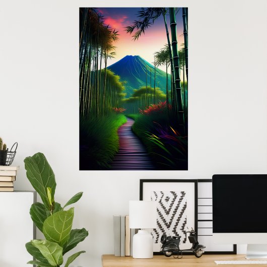 Ein hölzerner Weg zum schlafenden Vulkan Poster (Heimbüro)