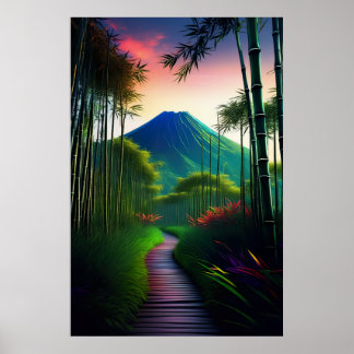 Ein hölzerner Weg zum schlafenden Vulkan Poster
