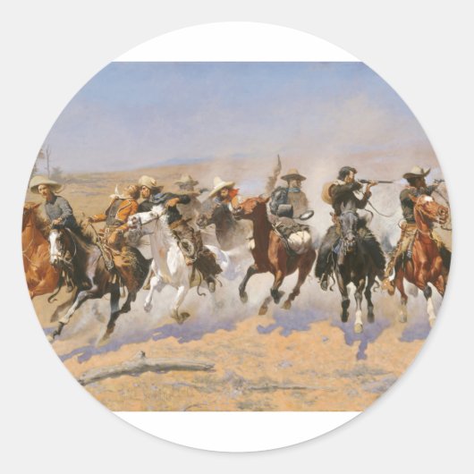 Ein Holzschlag von Frederick Remington Runder Aufkleber (Vorderseite)