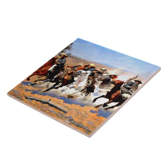 Ein Holzschnitt, Remington, Fliese (Seite)