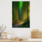 Ein Holzweg durch den dichten Wald Poster (Küche)