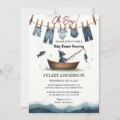 Ein Hook Bait Fun Wood Little Fisherman Baby Showe Einladung (Vorderseite)