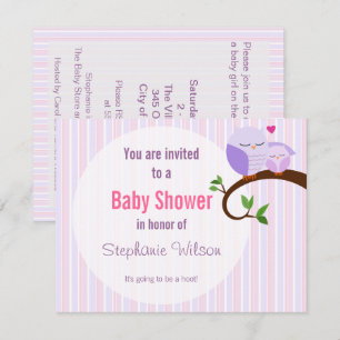 Ein Hoot einer Babydusche Lila Einladung