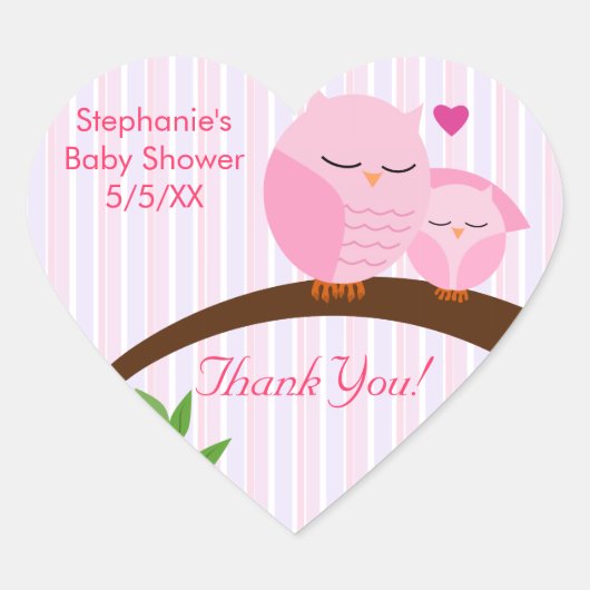 Ein Hoot einer Babydusche pink Herz-Aufkleber (Vorderseite)