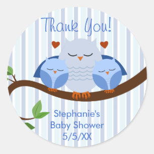 Ein Hoot Twins Blue Owls Runder Aufkleber