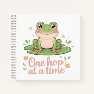 Ein Hopser nach dem anderen   Frosch auf Seerosenb Notizblock