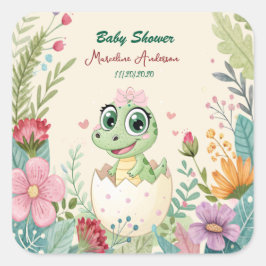 ein hübscher Dinosaurier Wasserfarbenhahn bald Quadratischer Aufkleber