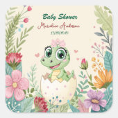 ein hübscher Dinosaurier Wasserfarbenhahn bald Quadratischer Aufkleber (Vorderseite)