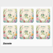 ein hübscher Dinosaurier Wasserfarbenhahn bald Quadratischer Aufkleber (Blatt)