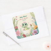 ein hübscher Dinosaurier Wasserfarbenhahn bald Quadratischer Aufkleber (Umschlag)