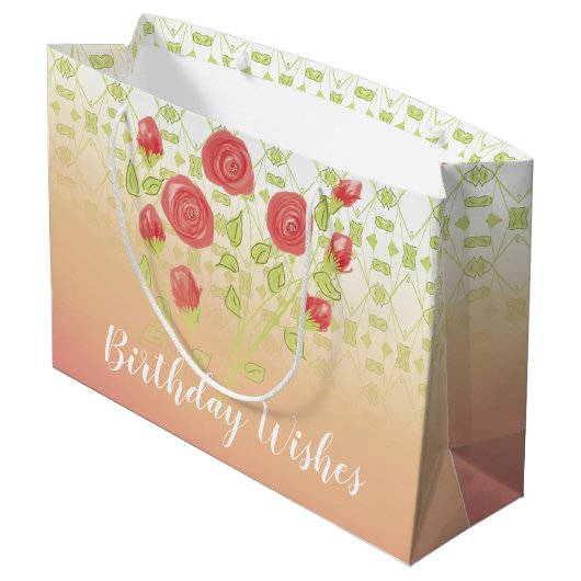 Ein Hübscher Gemusterter großer Geburtstag Große Geschenktüte (Rückseite Schrägansicht)