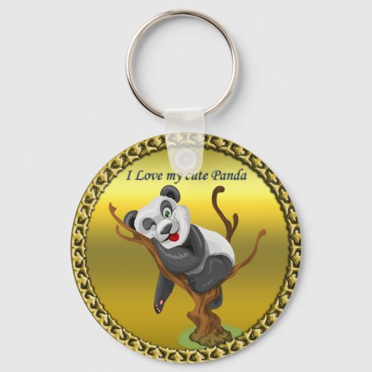 Ein hübscher niedlicher Panda-Bär, der in einem Ba Schlüsselanhänger (Vorderseite)