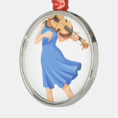 Ein hübsches Mädchen, das Geige spielt Silbernes Ornament (Links)