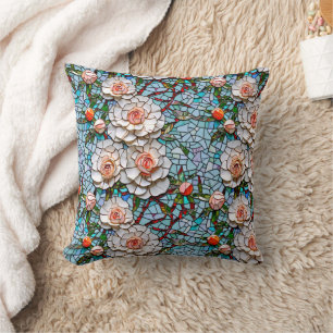 Ein Hübsches Mosaik-Blumenmuster aus Imitaten Kissen