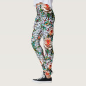 Ein Hübsches Mosaik-Blumenmuster aus Imitaten Leggings (Links)
