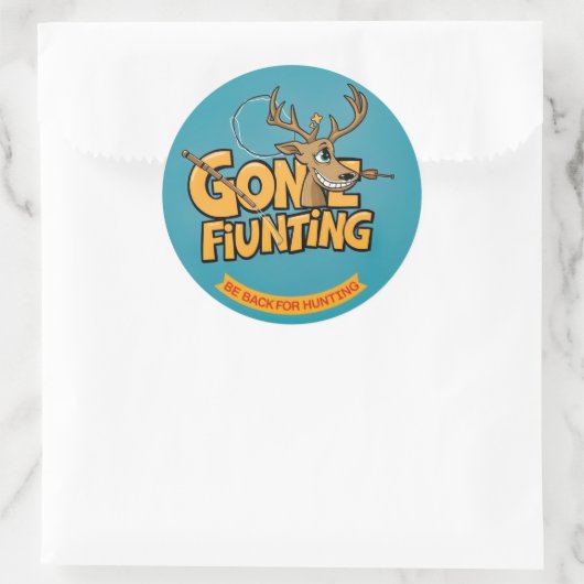 Ein humorvoller Schwung auf Jagdabenteuer! Runder Aufkleber (Tasche)