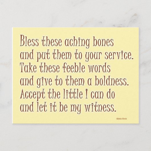 Ein humorvolles Gebet Postkarte (Vorderseite)