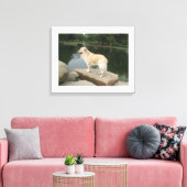 Ein Hund an einem Teich Leinwanddruck (Insitu (Wohnzimmer))