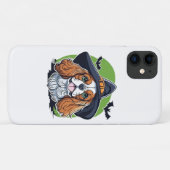 Ein Hund, der einen Hexenhut mit Fledermäusen träg Case-Mate iPhone Hülle (Rückseite (Horizontal))