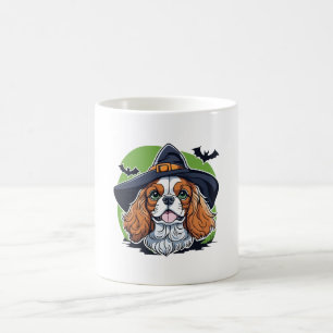 Ein Hund, der einen Hexenhut mit Fledermäusen träg Kaffeetasse