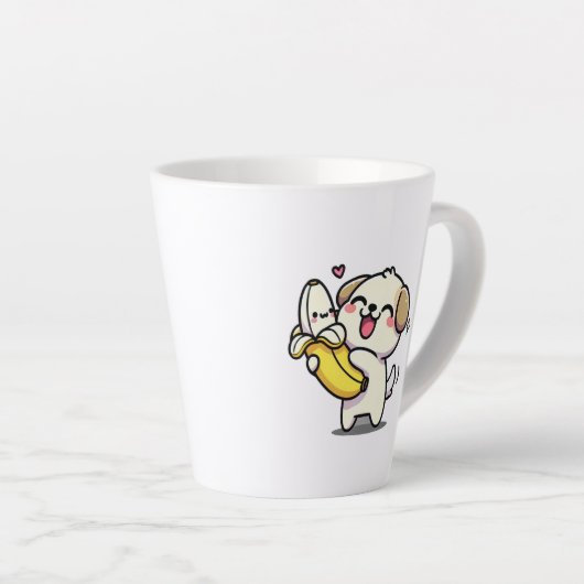 Ein Hund, der in eine Banane fällt Milchtasse (Rechte Ecke)