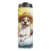 Ein Hund entspannt sich in einem Tube Thermosbecher (Vorderseite)