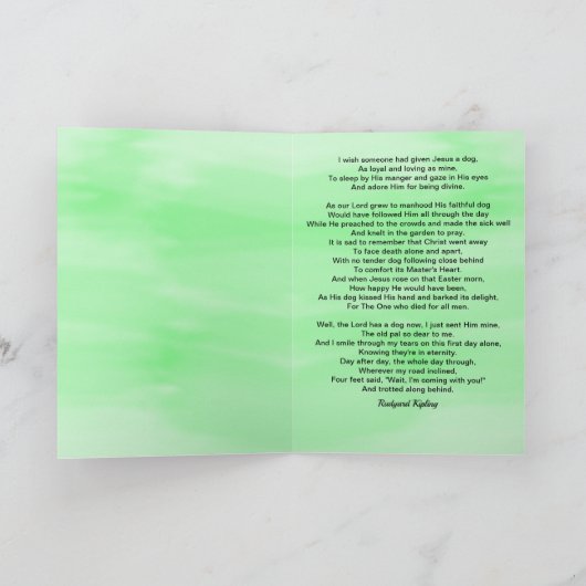 Ein Hund für Jesus Gedicht Beileid Karte (Innenseite)