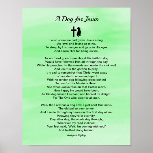 Ein Hund für Jesus Gedicht Beileid Poster (Vorne)