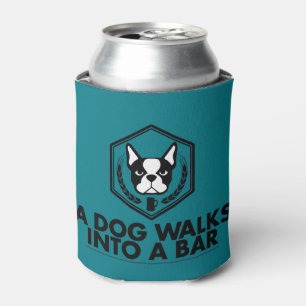 Ein Hund geht in eine Stange Schwarzweiss-Coozie Dosenkühler