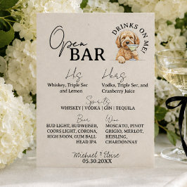 Ein Hund Hochzeitspaar Signature Drink Open Bar Sockelschild