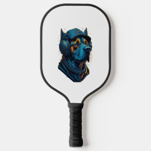 Ein Hund hört Musik Pickleball Schläger