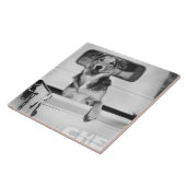 Ein Hund in einem Auto Fliese (Seite)