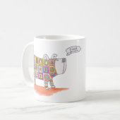 Ein Hund in einem Häkeltisch-Outfit. Kaffeetasse (Vorderseite Links)