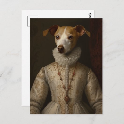 Ein Hund in einem Renaissancekleid Postkarte (Vorne/Hinten)