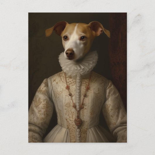 Ein Hund in einem Renaissancekleid Postkarte (Vorderseite)